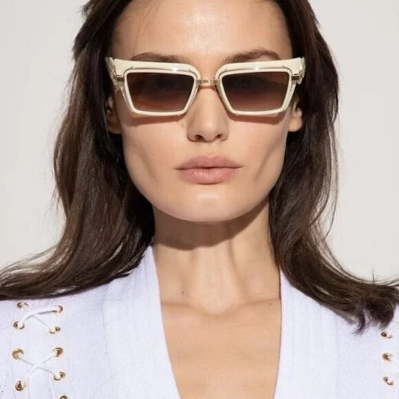 Balmain Women Sunglasses Bone Gold Brown Rectangle ADMIRABLE BPS-130C-52 NEW - Picture 10 of 13